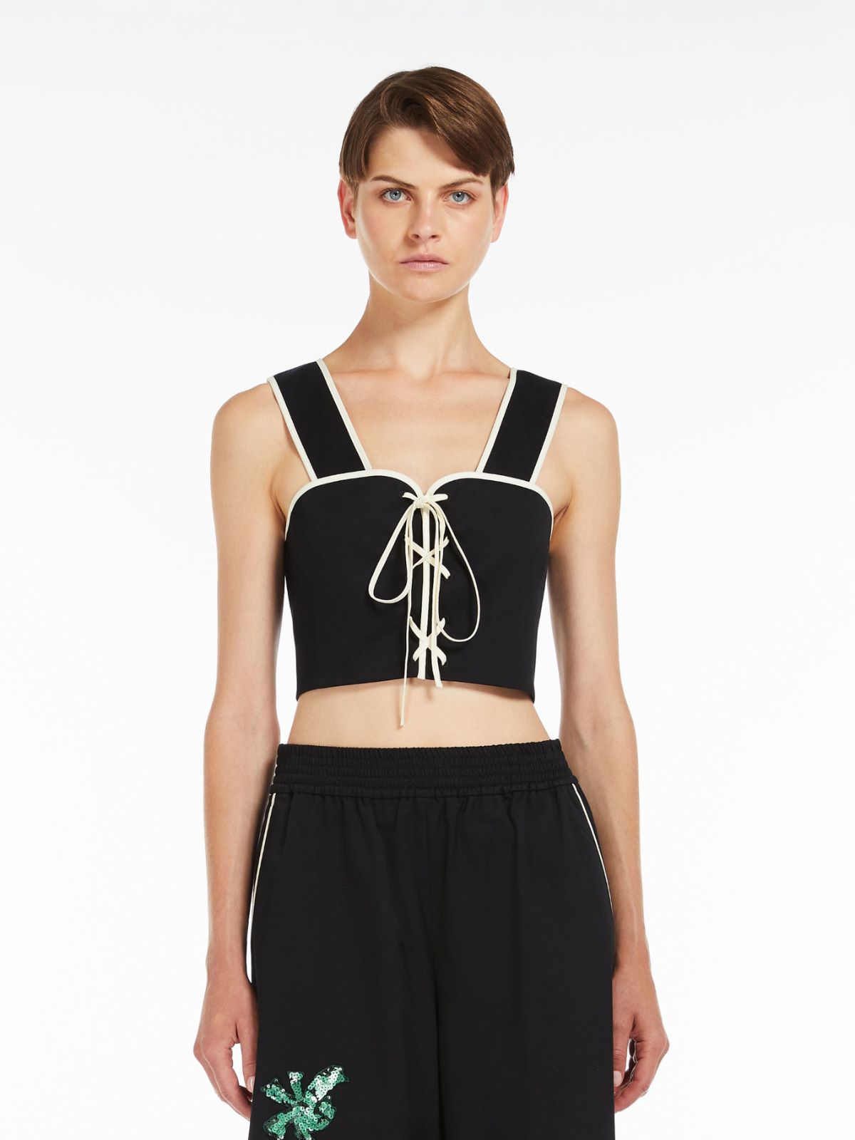 Top crop in gabardina di cotone