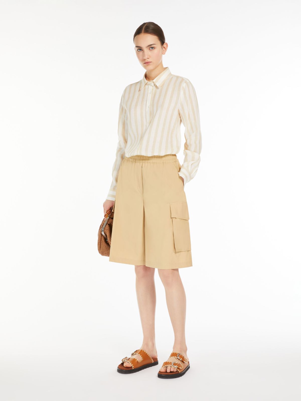 Camicia classica in lino a righe