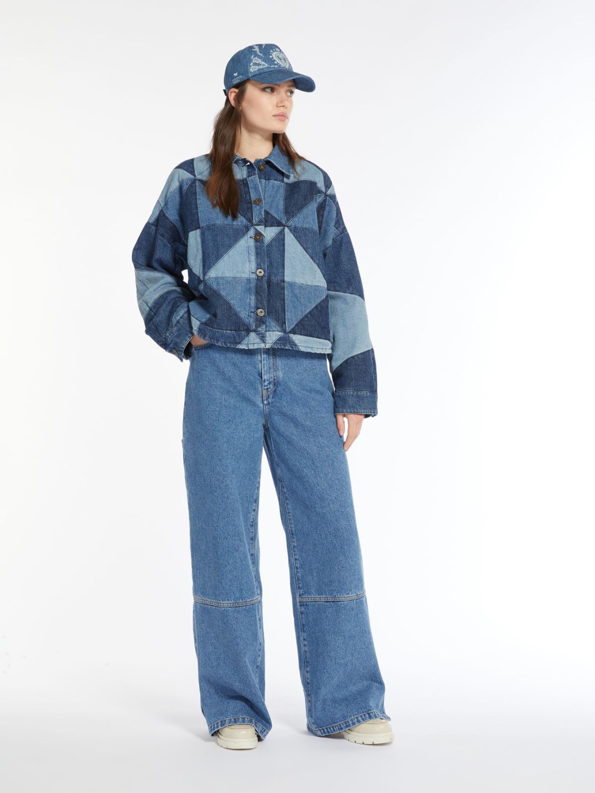 Giubbotto in denim patchwork