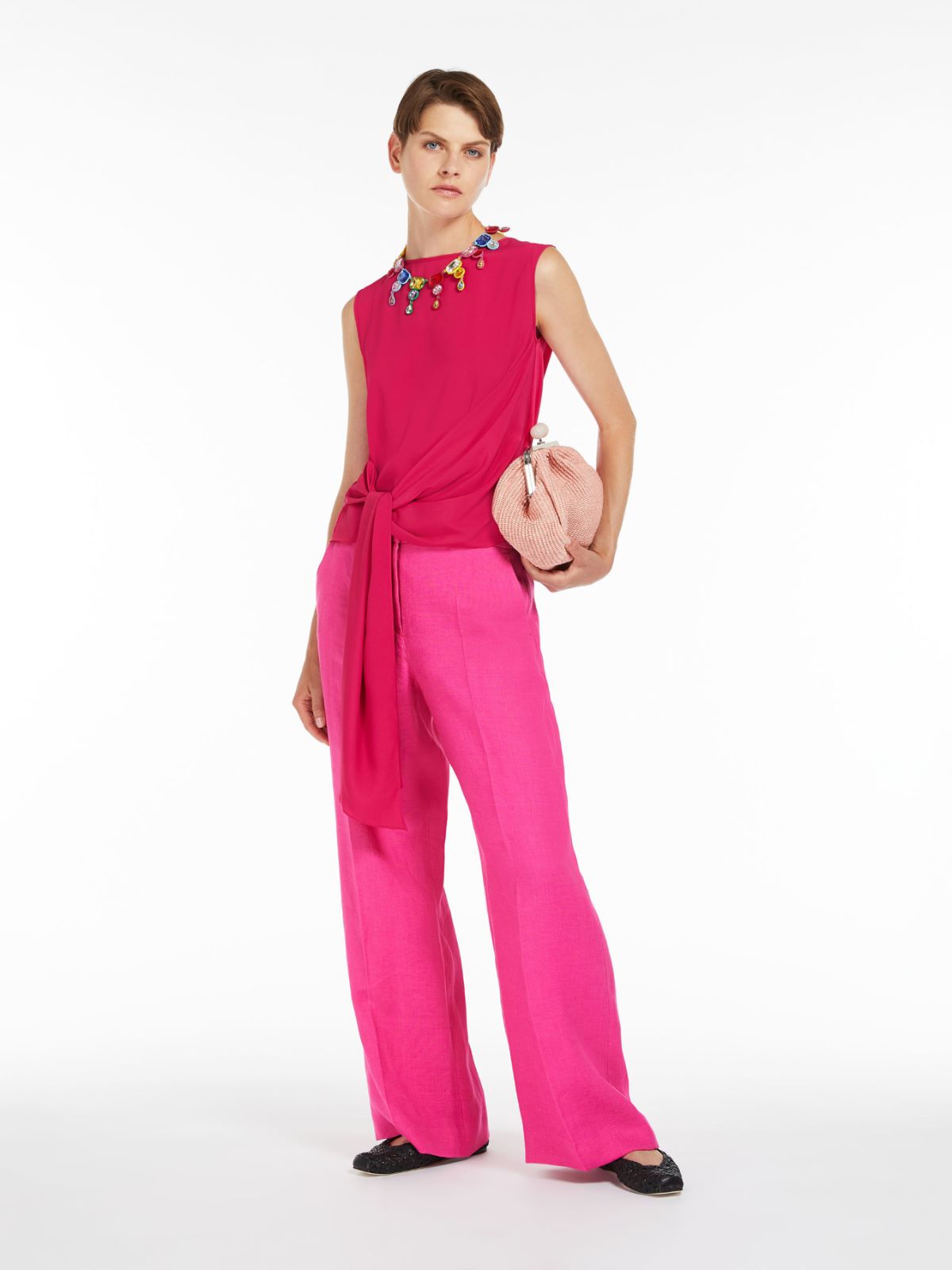 Top in jersey e crêpe