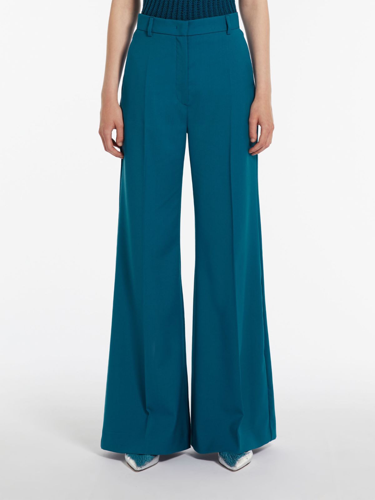 Pantalone a zampa in tela di lana