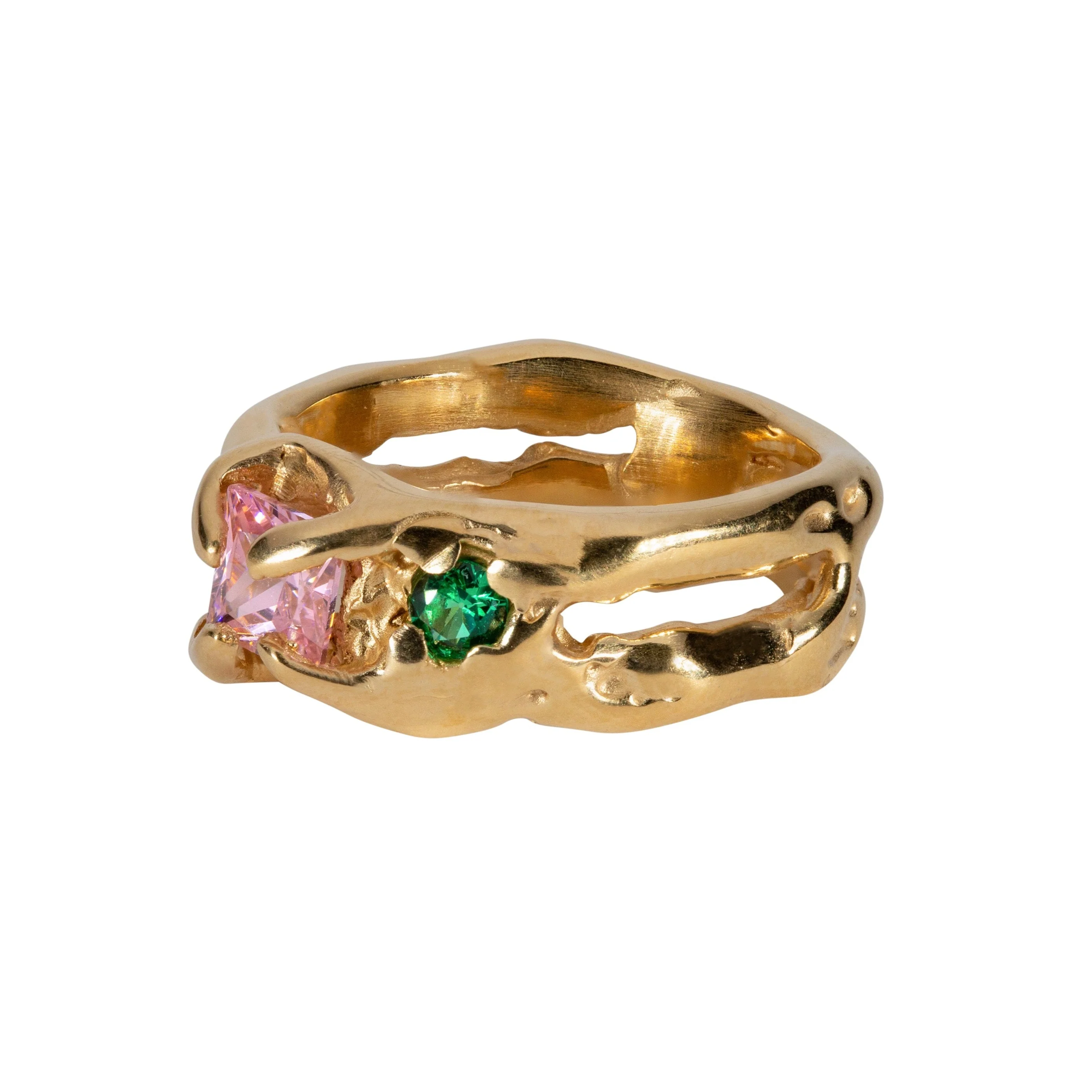 Gold Flux Ring (Pink/Green)