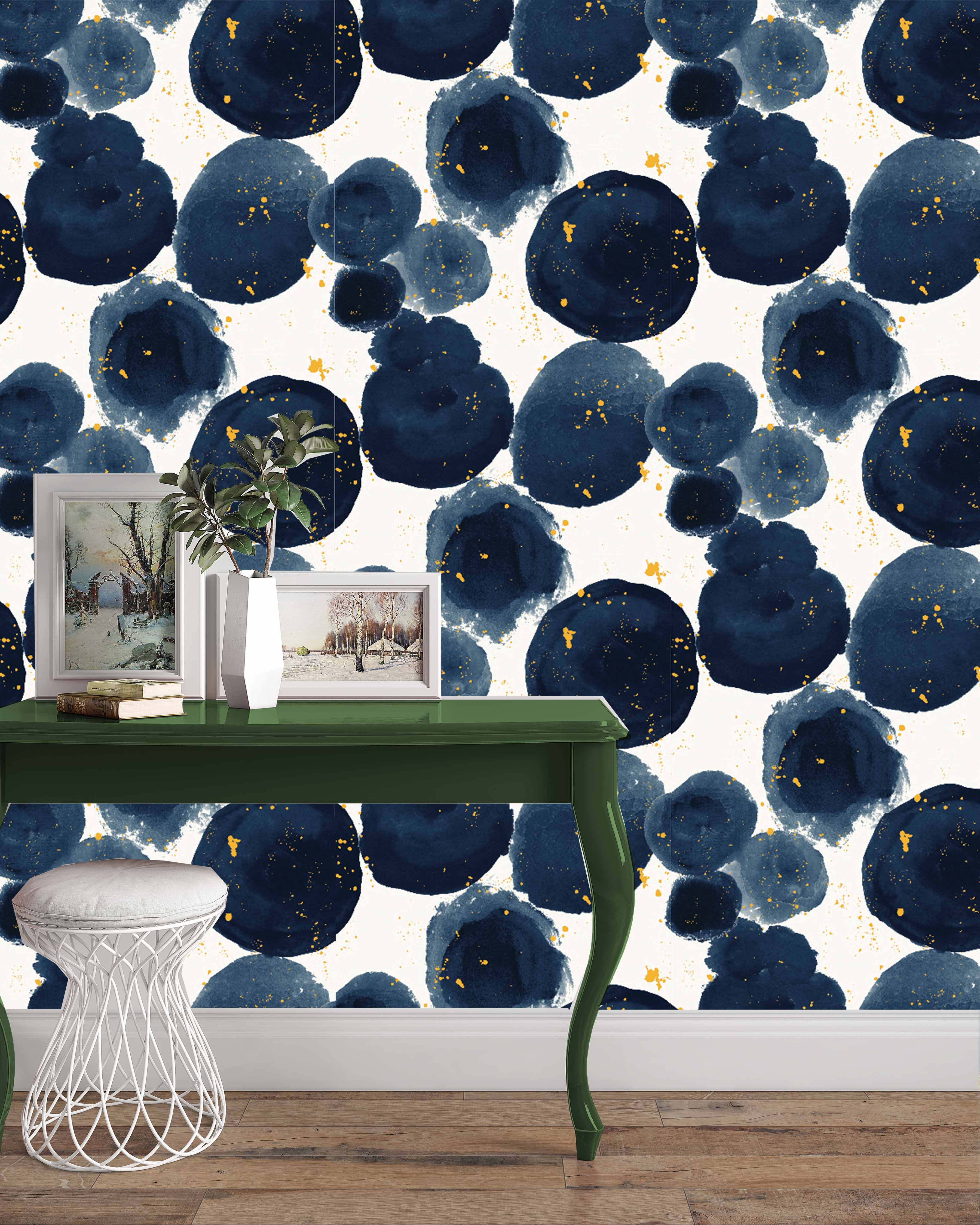 Spot On - Navy Wallpaper SAMPLE