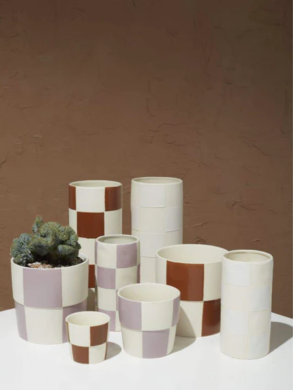 White Checkerboard Vase