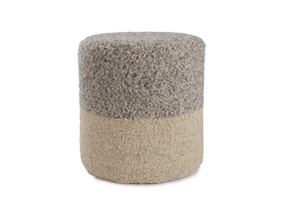 Micco Color-Blocked Shearling Pouf