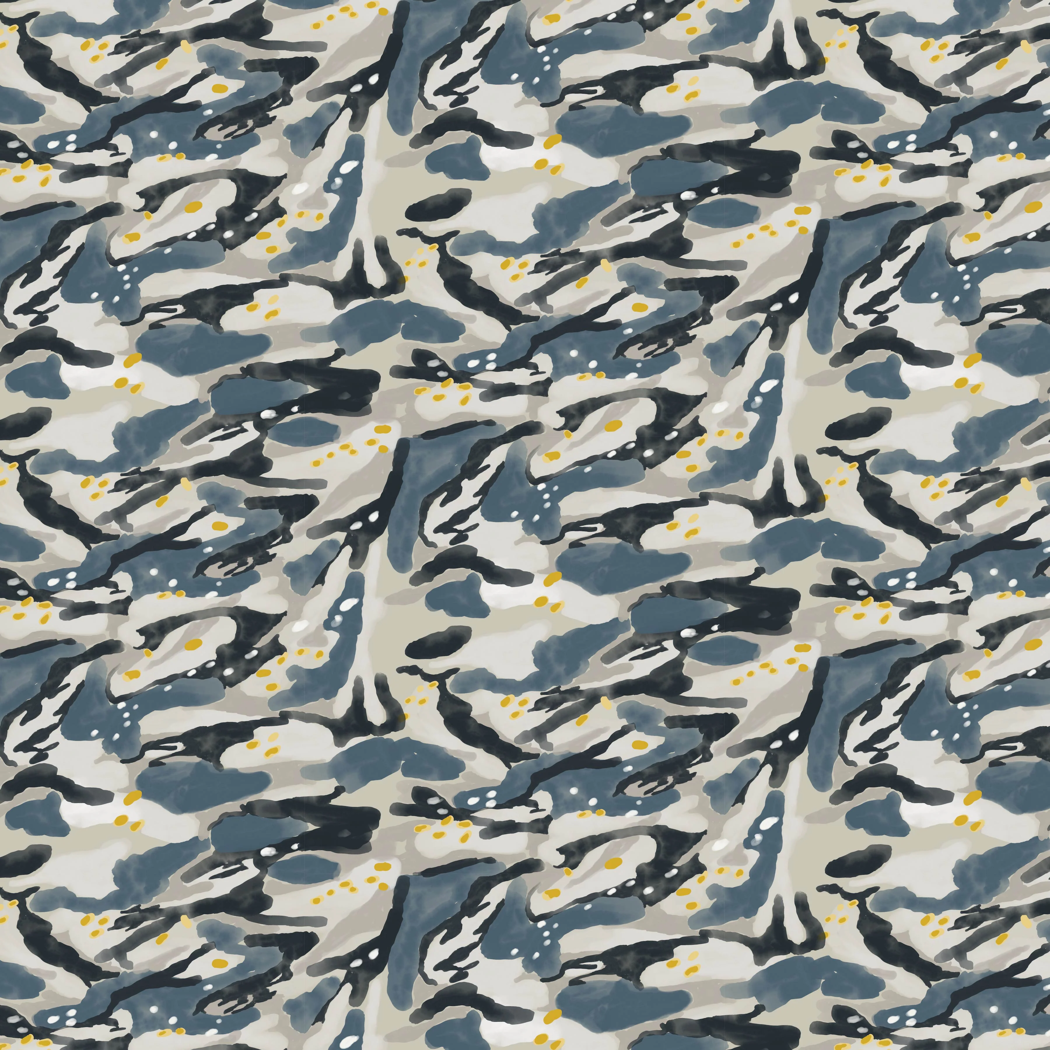 Reflection - Navy with Yellow Wallpaper SAMPLE