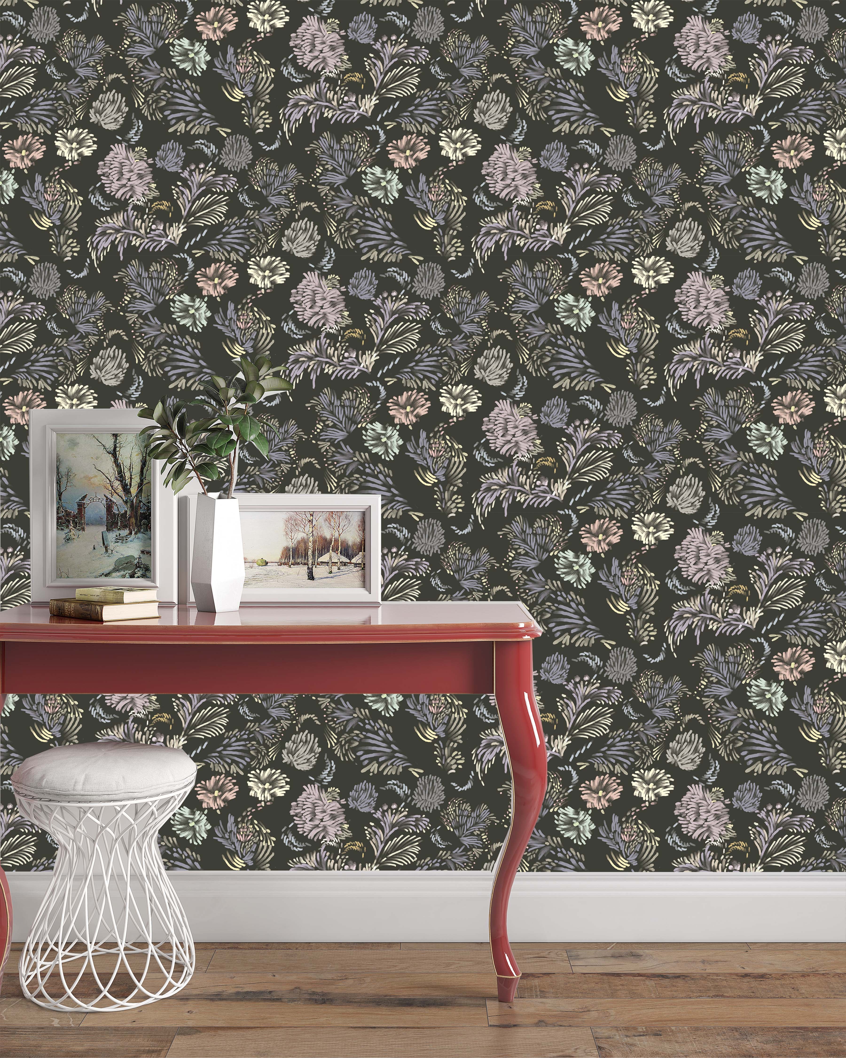 Let it Grow - Midnight Botanical Wallpaper SAMPLE