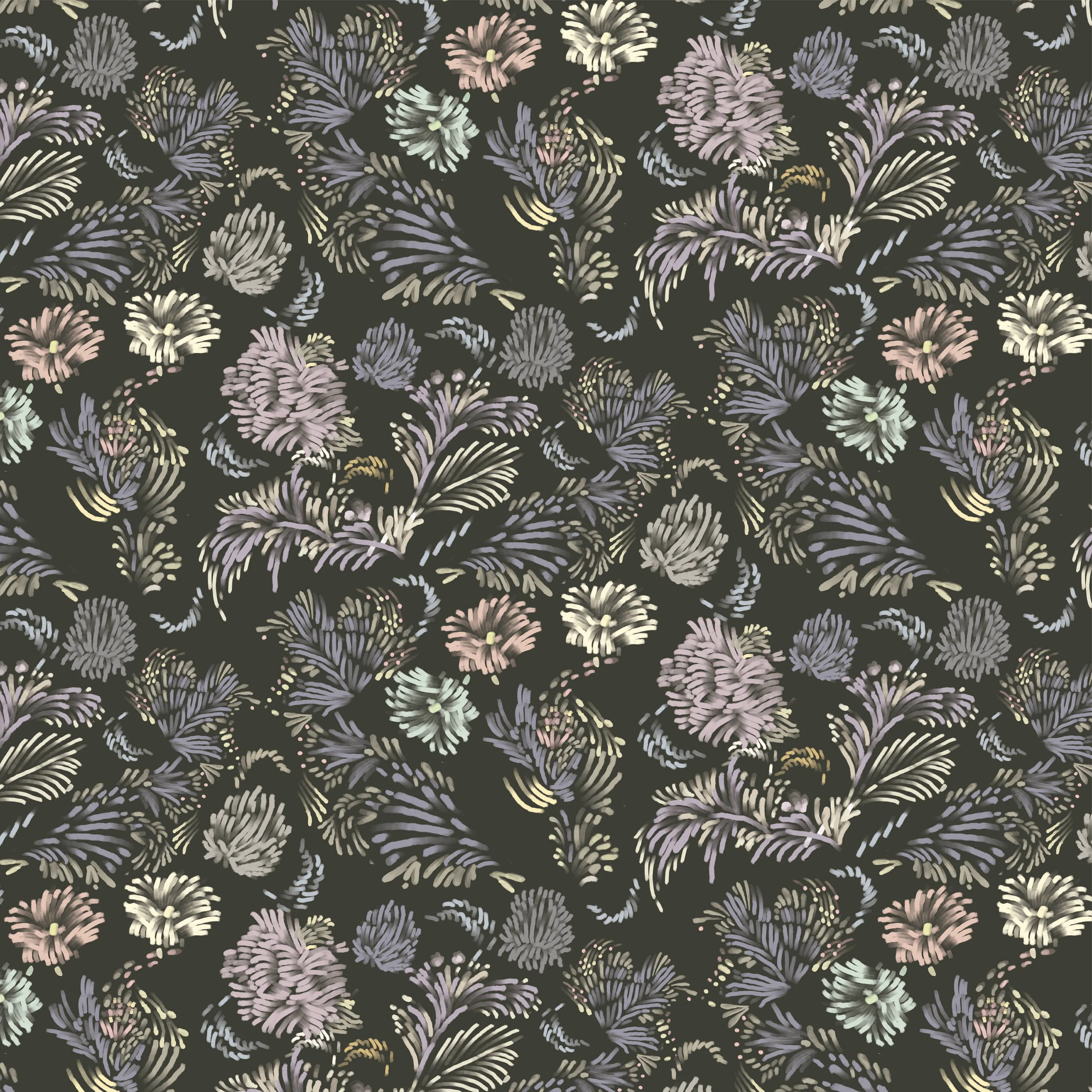 Let it Grow - Midnight Botanical Wallpaper SAMPLE