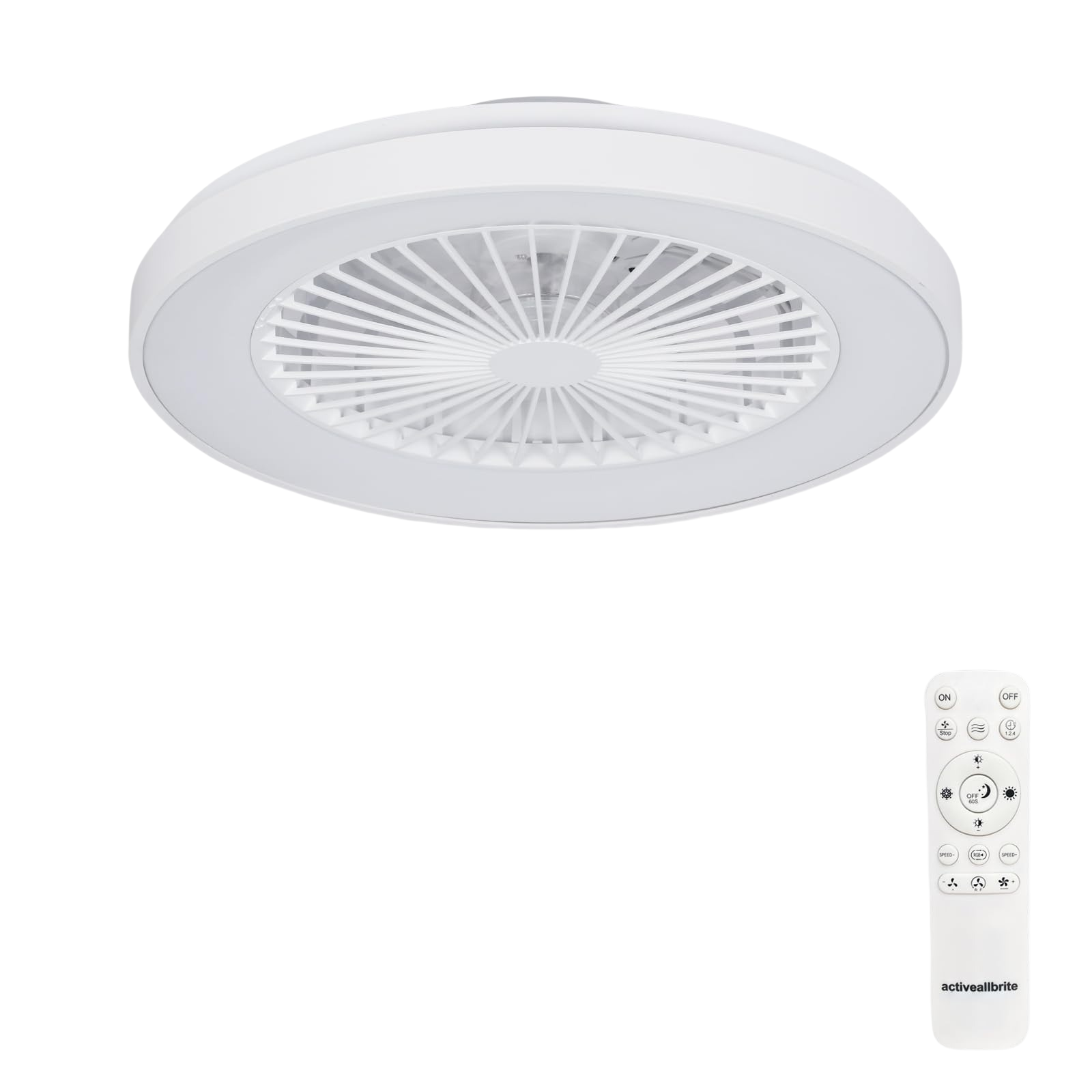 Ventilador de Techo Blanco activeallbrite, Motor DC 20W, Velocidad del Viento Ajustable con Control Remoto, Adecuado para Dormitorio y Habitación Infantil