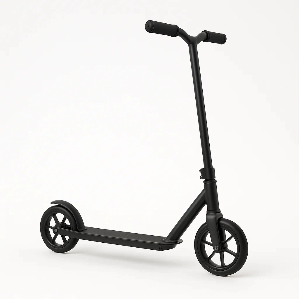 Patinete infantil, color negro, estructura de metal, apto para niños y adolescentes