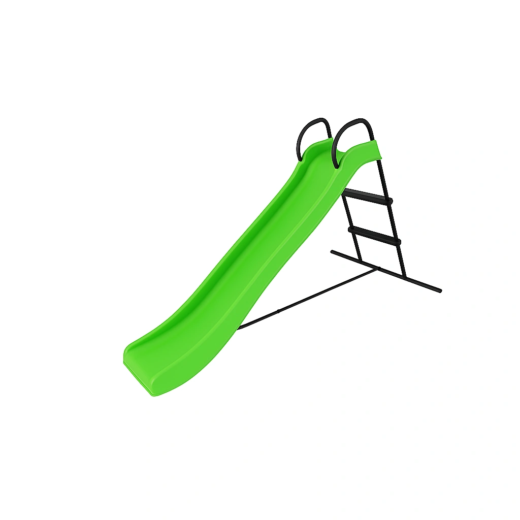 Resbaladilla verde para niños, estructura metálica 180x80x120cm