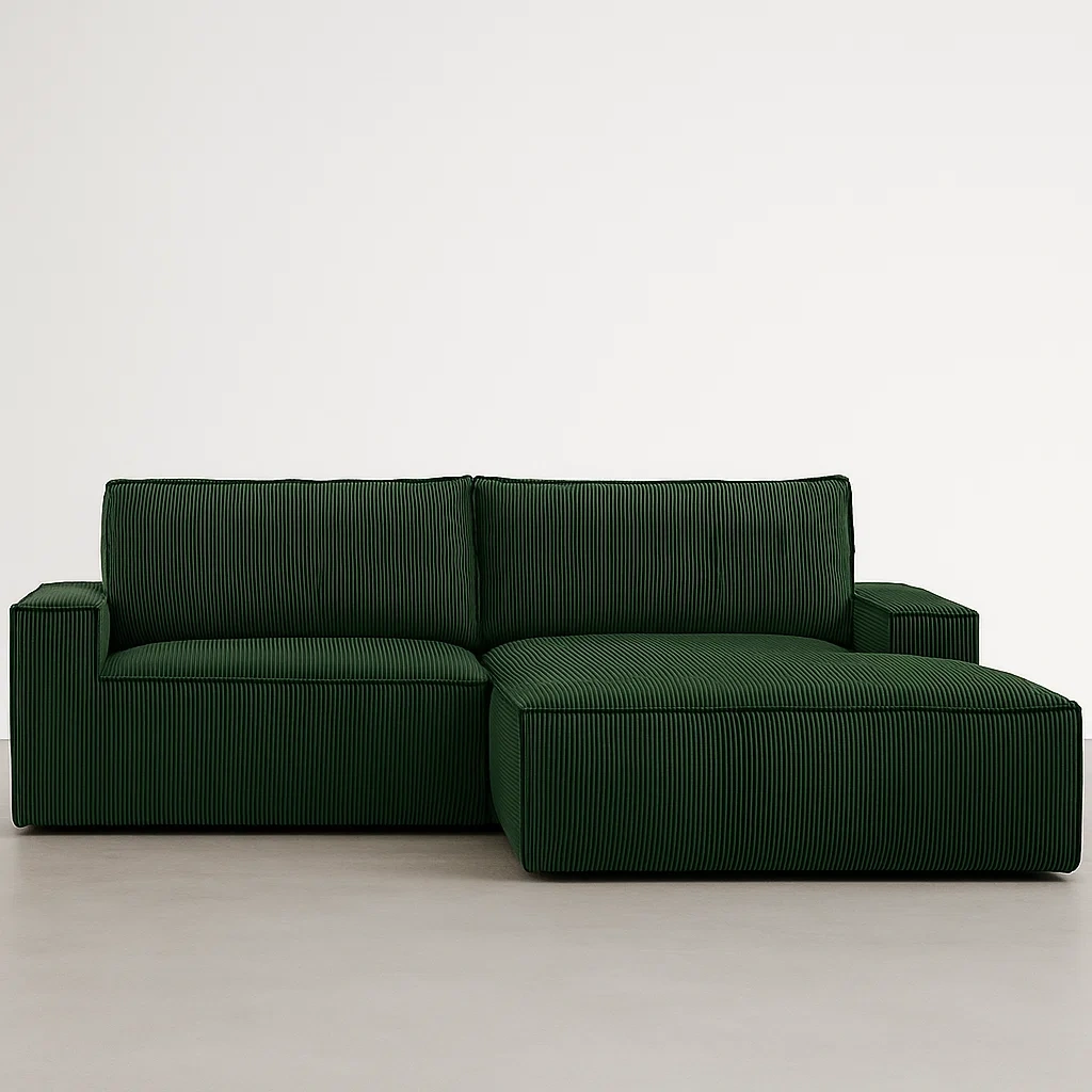 Sofá - 4 plazas convertible derecho gris poliéster y terciopelo interior 267×167×85 cm - e7RMbgTrbhzN