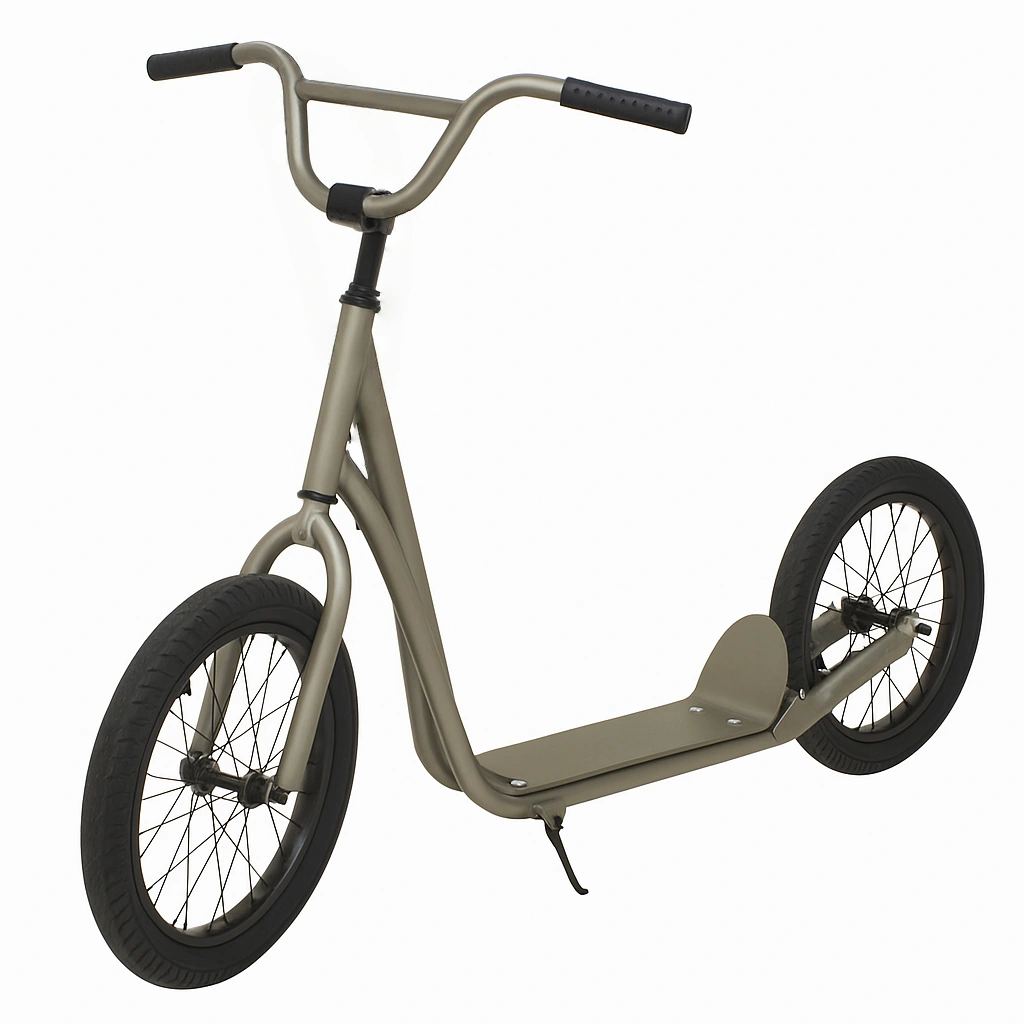 Patinete de aleación gris para adultos con ruedas negras