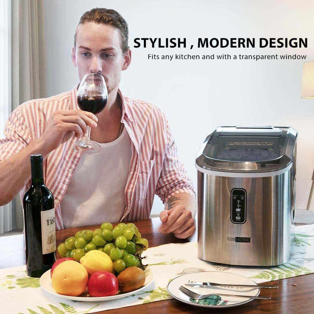 2025 Máquina Automática de Hielo en Forma de Bala de Acero Inoxidable – Producción de 26 lbs/día