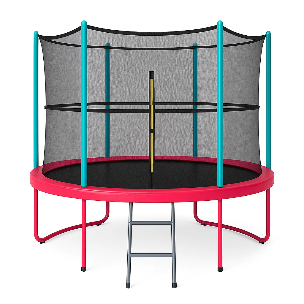 Trampolín Redondo Rosa Acero Jardín 4x4x2.5m