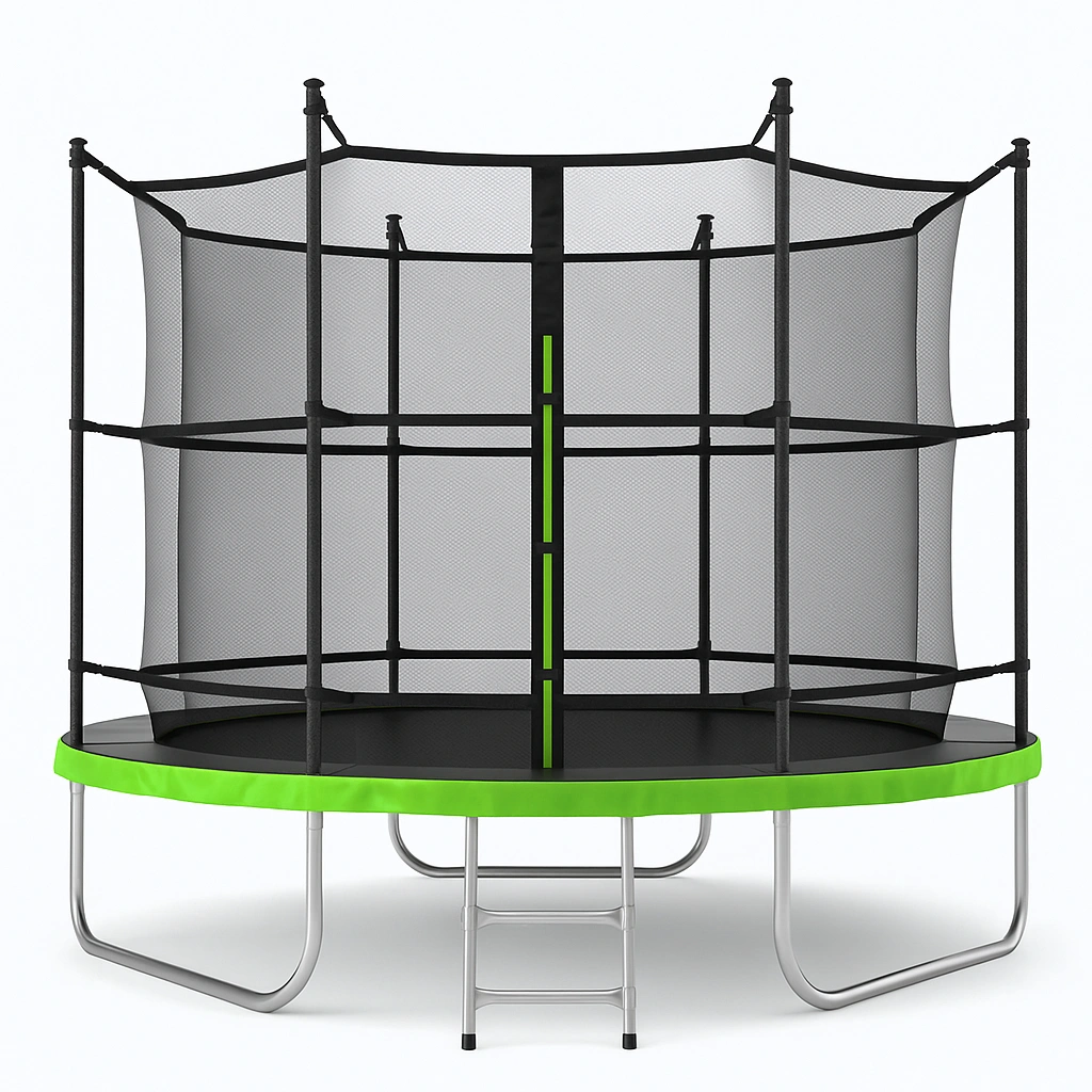 Trampolín redondo infantil exterior negro acero jardín 3.6m x 3.6m x 2.6m