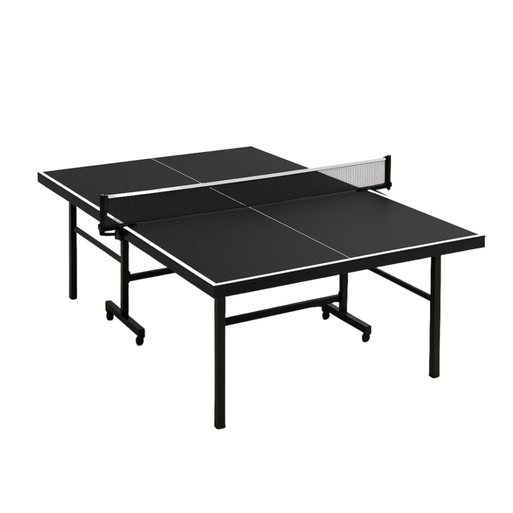 Mesa de ping pong negra, estructura de metal, para interior y exterior 274x152.5x76 cm