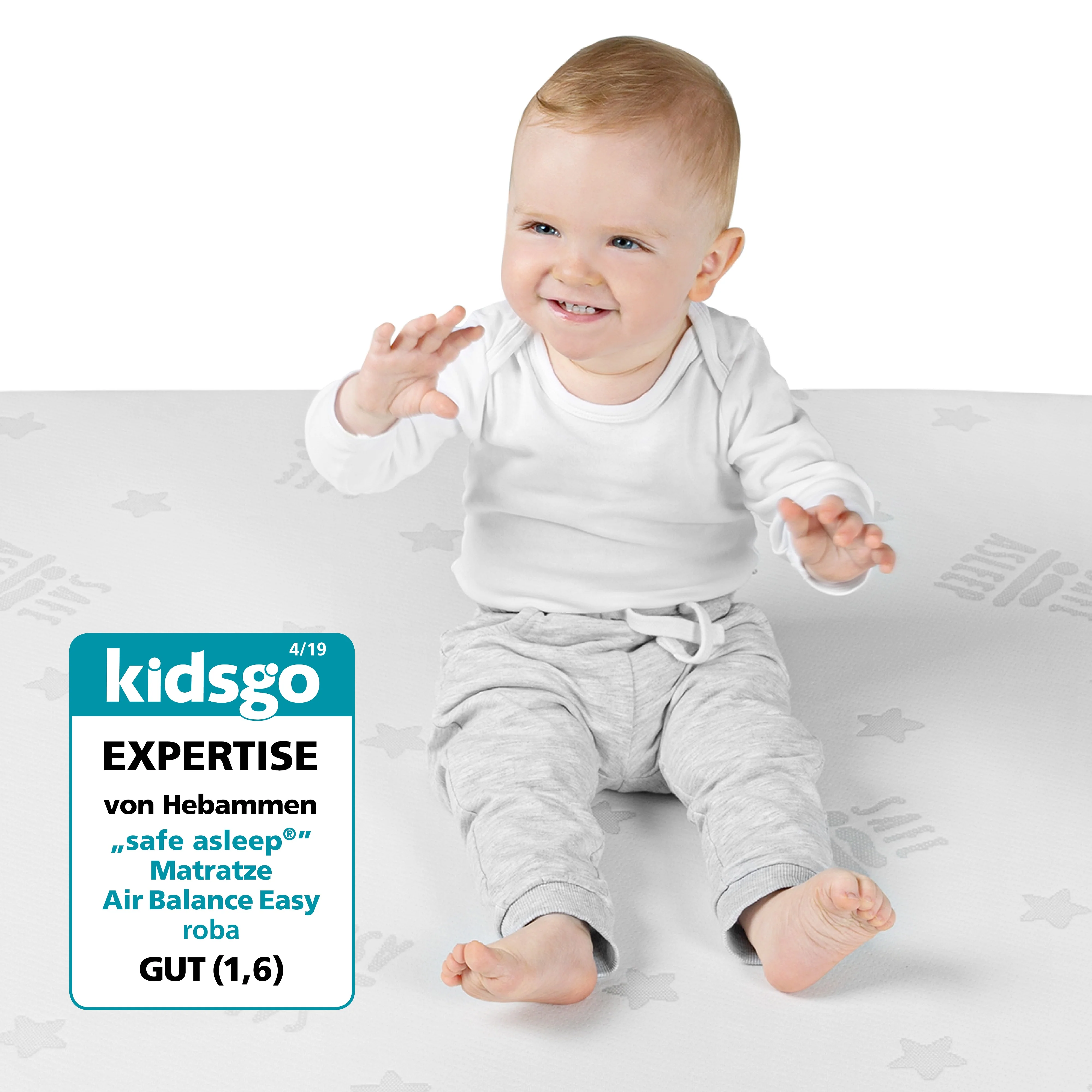 Colchón para bebés y niños COMFORT AIR ROLL safe asleep® con funda de jacquard