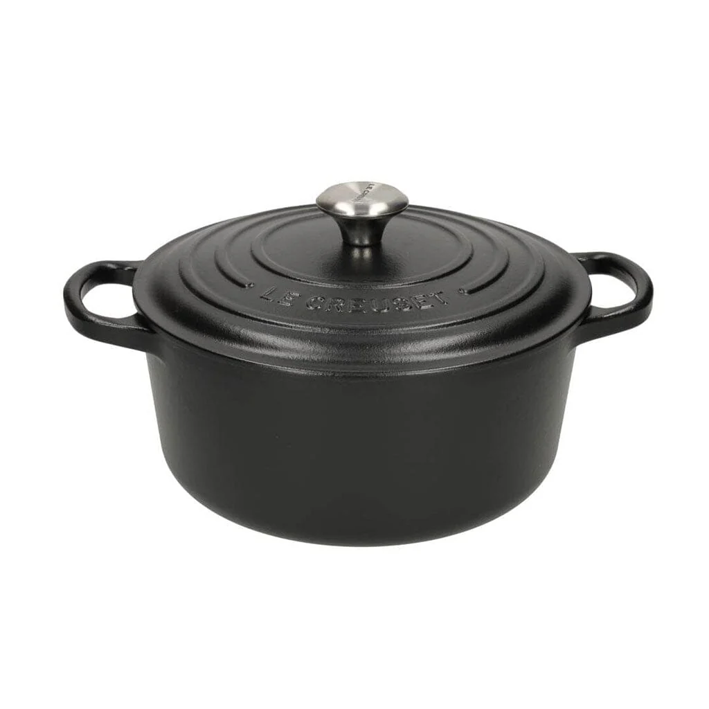 2025 Le Creuset - Sartén para asar / guisar Signature redonda negro mate 20 cm 2,4 l (interior negro)