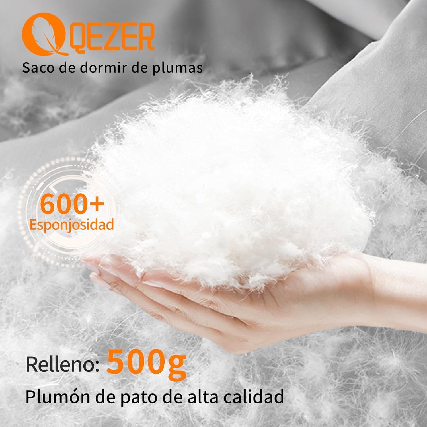 QEZER Saco de Dormir Plumón 220 cm x 80 cm 8 ~ -3 ℃ Saco de Dormir 4 Estaciones Ultraligero Adultos y Niños,Sleeping Bag para Camping y Senderismo