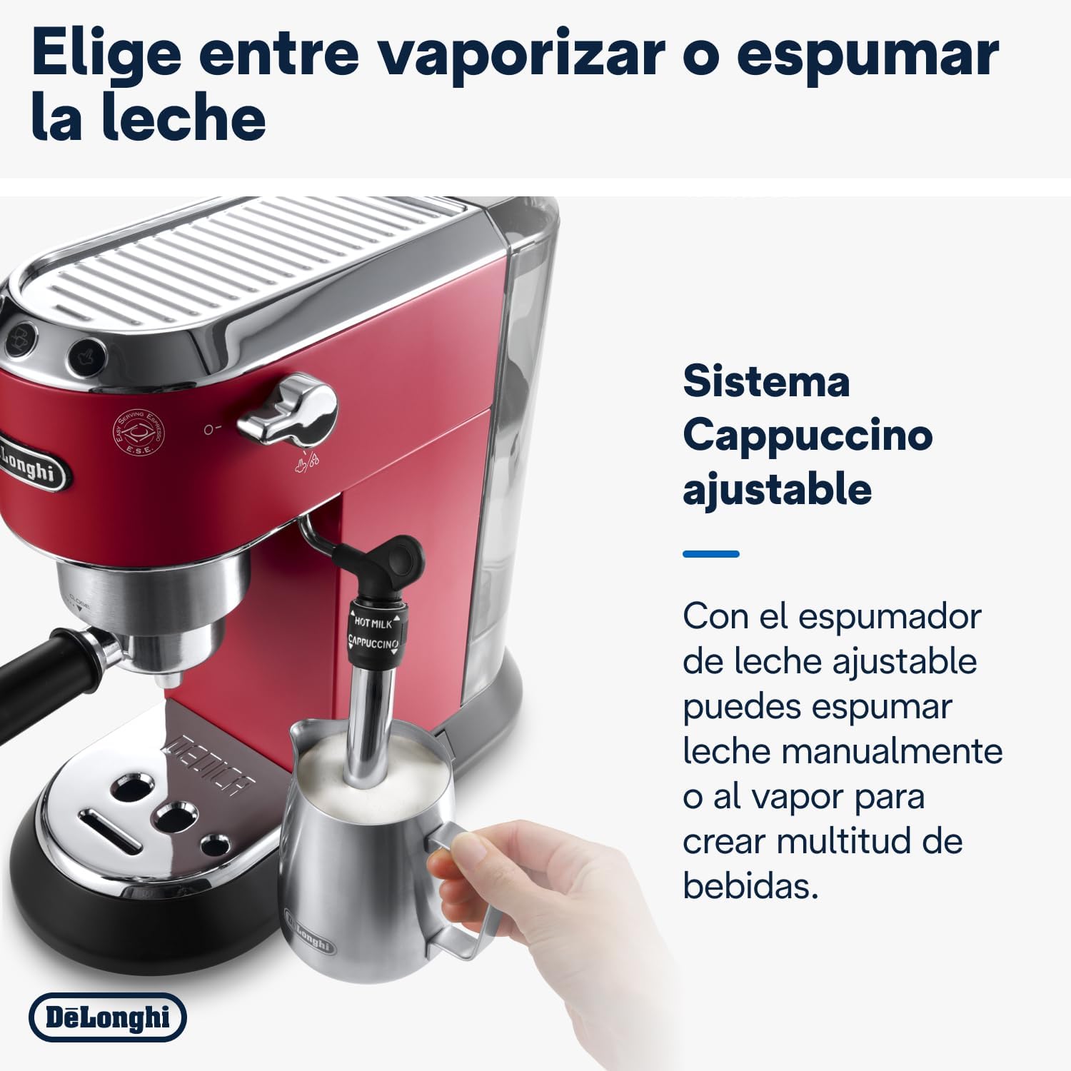 De'Longhi Dedica – Cafetera de Bomba de Acero Inoxidable para Café Molido o Monodosis, Espresso y Capuchino, Depósito de 1.3 Litros, Sistema Antigoteo, Modelo EC685.M, Color Metal