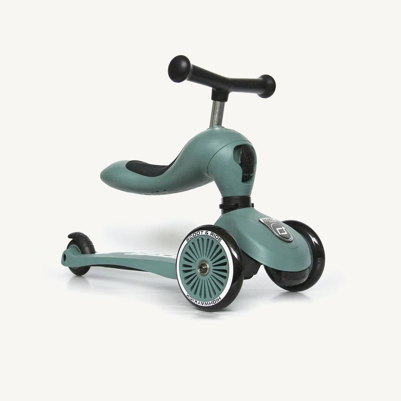 2025 Scoot and Ride Bicicleta sin pedales y Patinete 2 en 1 – Highwaykick 1 – Forest