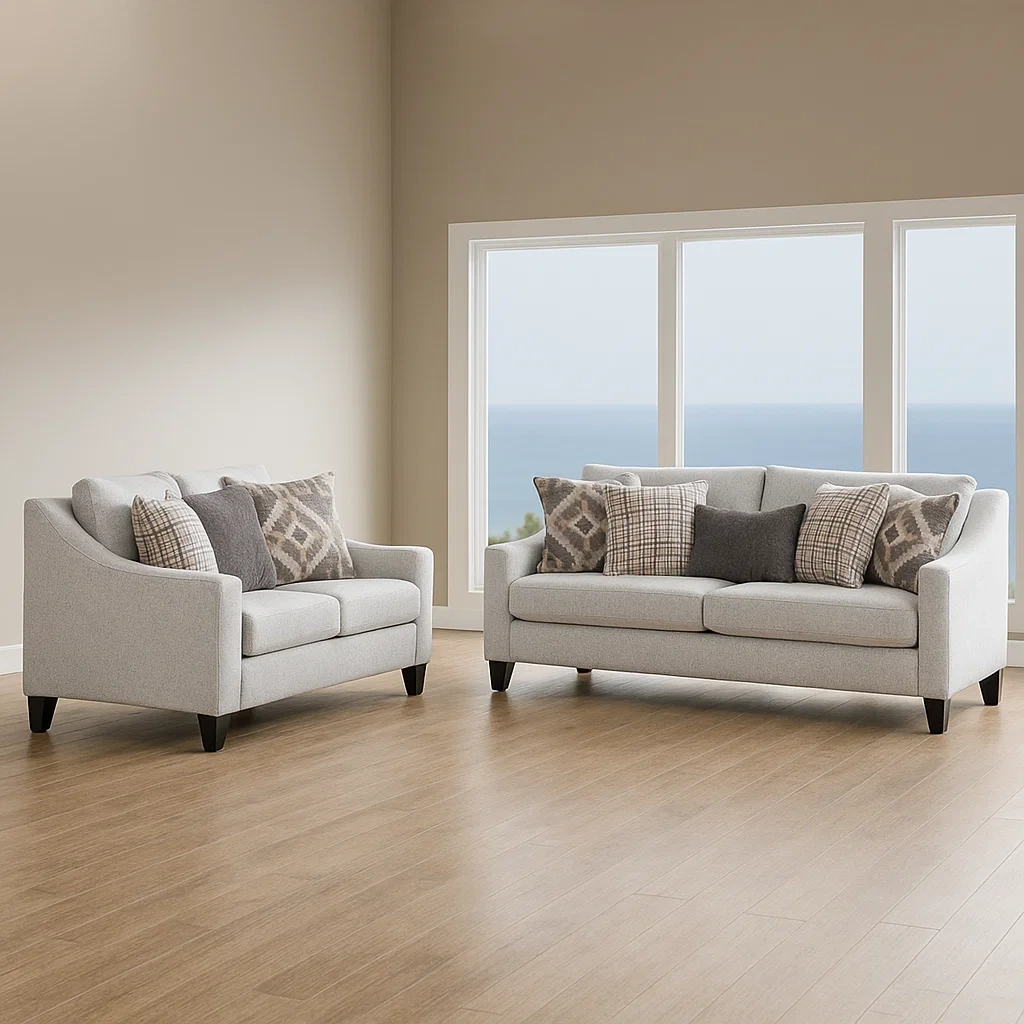 Conjunto de sofá para salón,Incluye tres plazas y dos plazas,gris,tela y espuma,apto para sala de estar