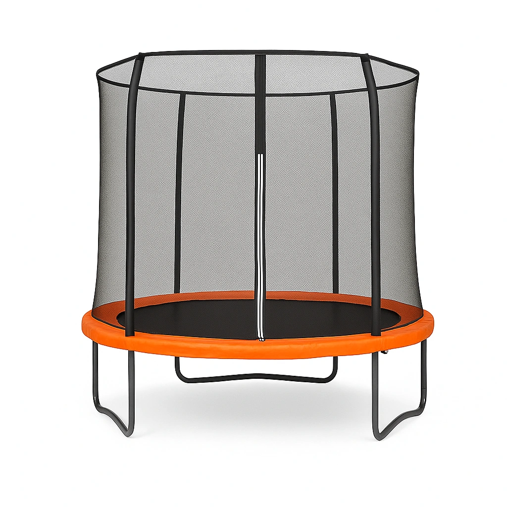 Trampolín redondo con red de seguridad Naranja Acero Exterior 3x3x2.5m