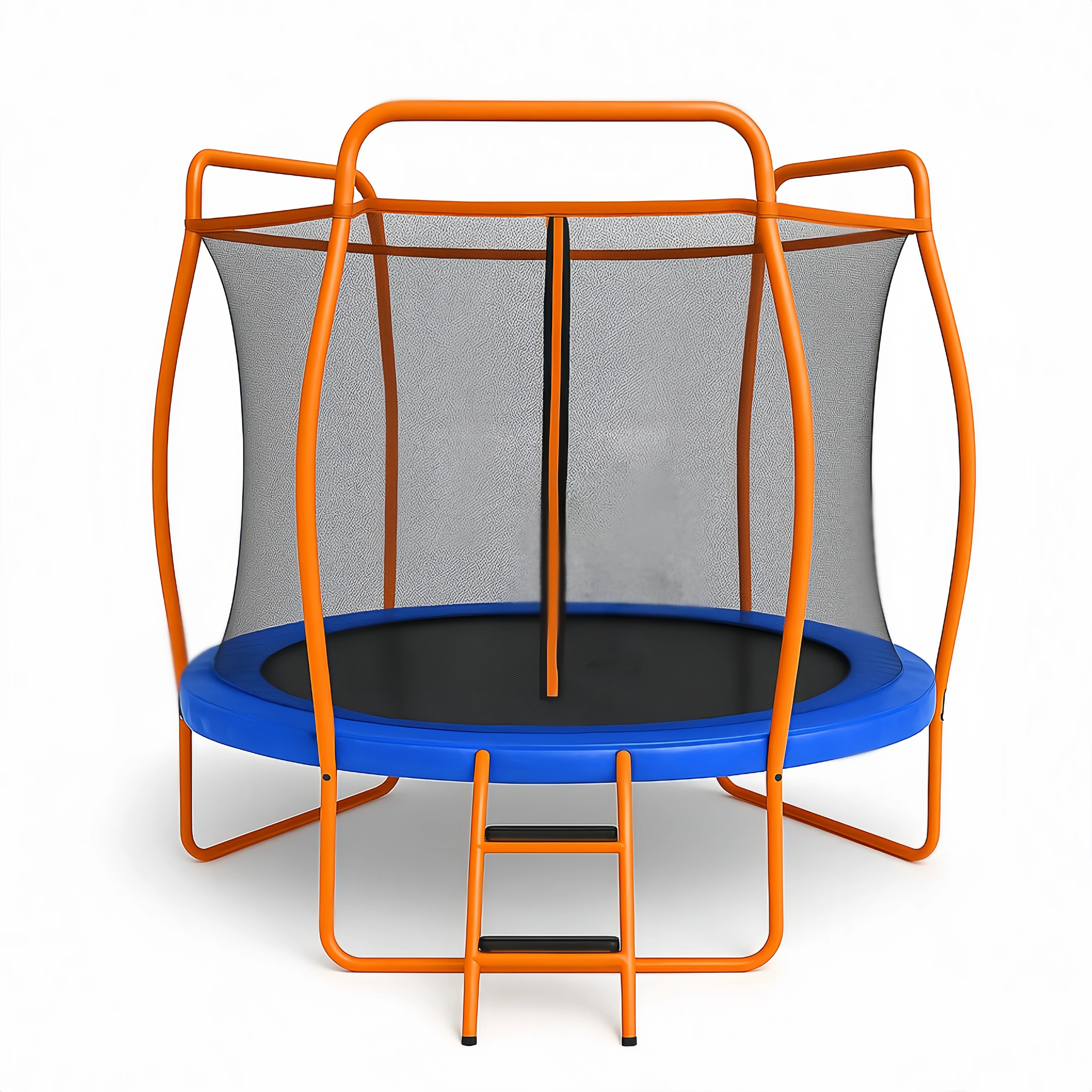 Trampolín redondo con red de seguridad, naranja y azul, de acero, para jardín y exterior, 3x3x2,6 m