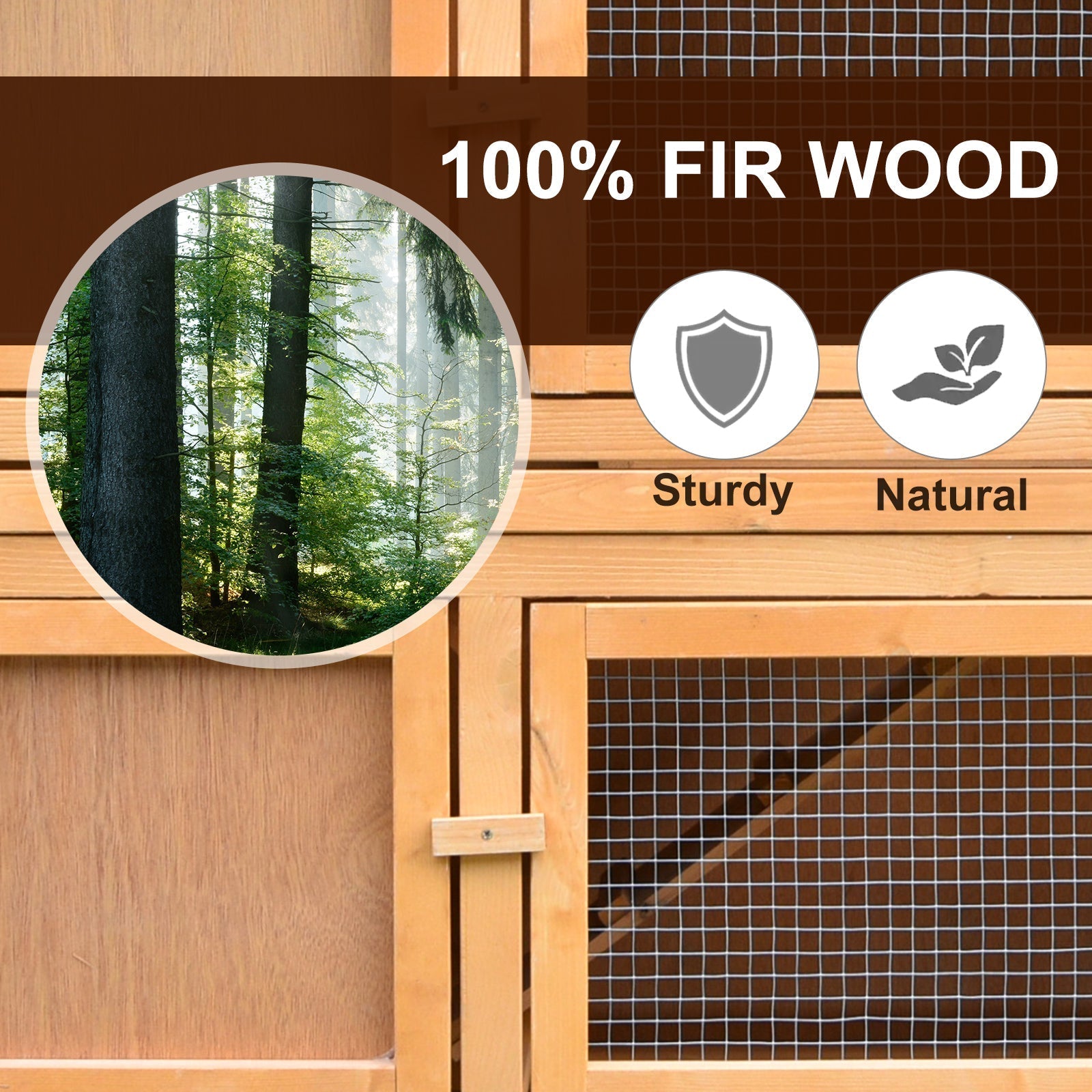 Jaula de Madera Sólida para Conejos PawHut con Dos Habitaciones Grandes, Amarilla