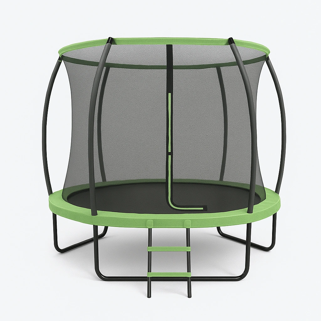 Trampolín redondo con red de seguridad Verde Acero Exterior 3 x 3 x 2.5 m