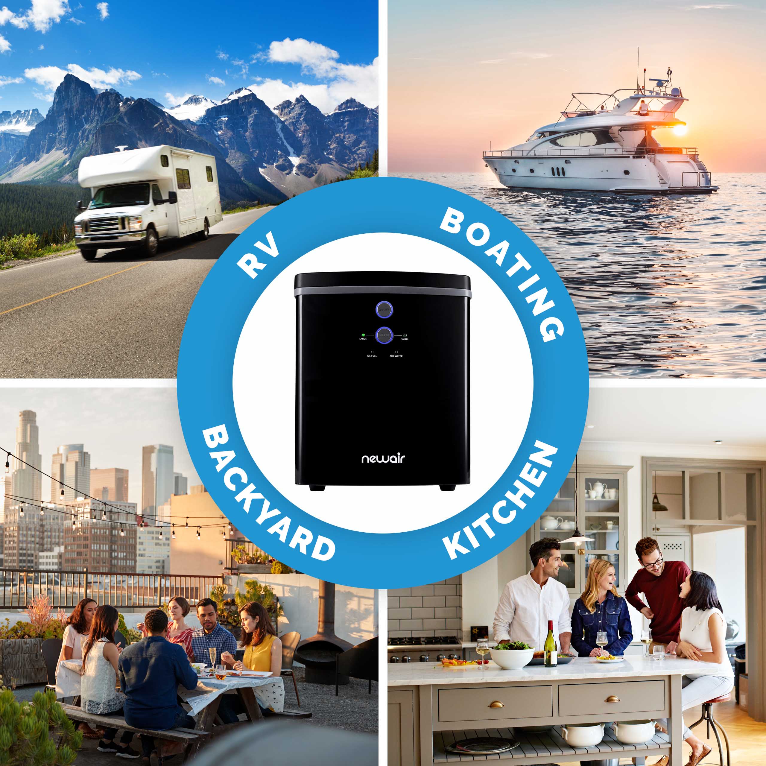 2025 Máquina de hielo de mostrador Newair® – Cubitos en forma de bola, 15 kg/día – Negro