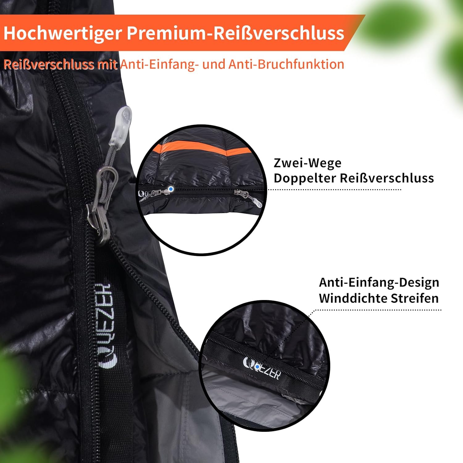 QEZER Saco de Dormir Plumón 220 cm x 80 cm 8 ~ -3 ℃ Saco de Dormir 4 Estaciones Ultraligero Adultos y Niños,Sleeping Bag para Camping y Senderismo