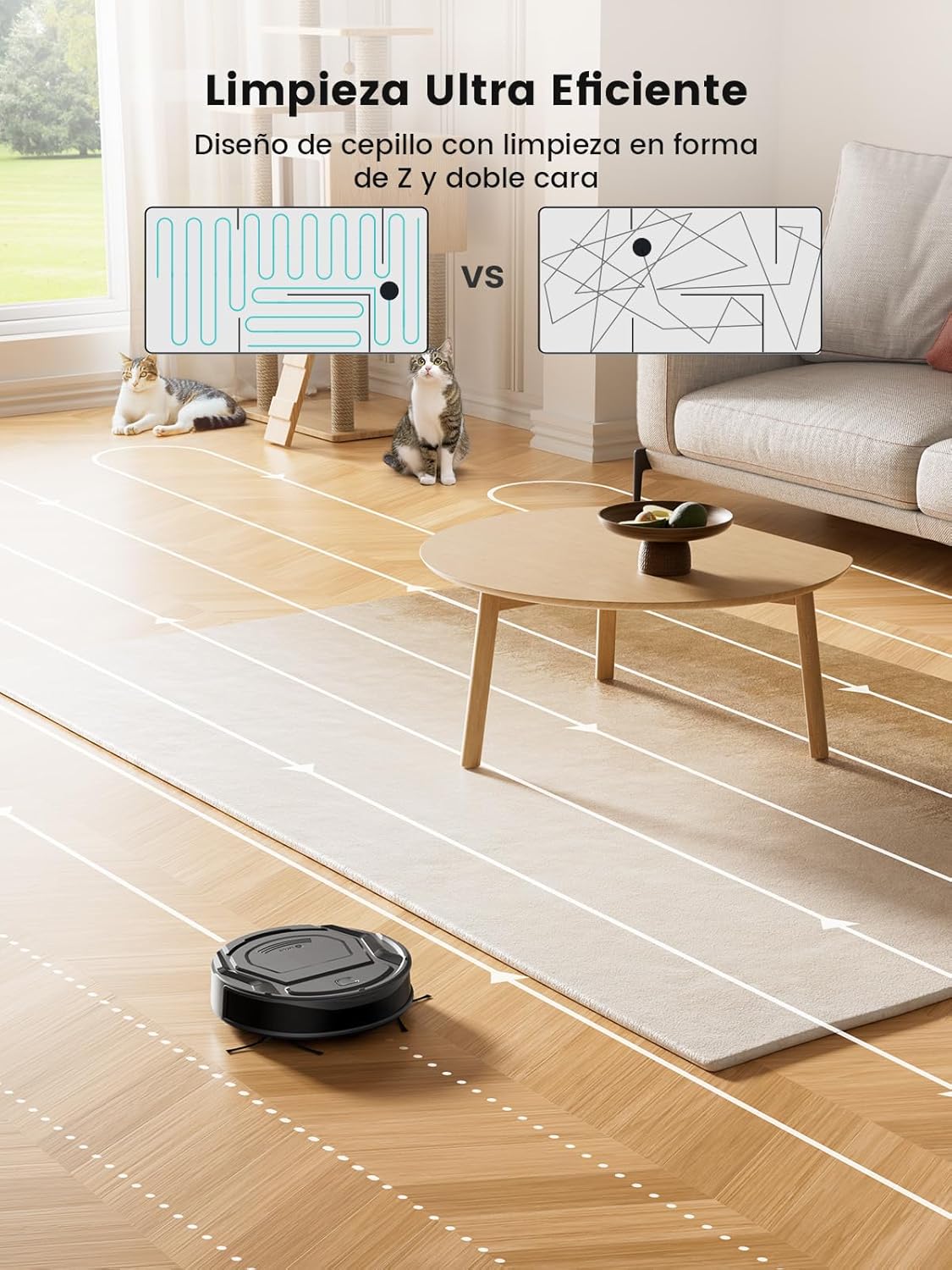 Robot Aspirador LEFANT M210 Pro 2200Pa, 120 Minutos de Autonomía, WiFi/App/Alexa, Sensor Mejorado Anti-Colisión y Anti-Caída, Navegación Inteligente, Delgado y Silencioso, 6 Modos de Limpieza