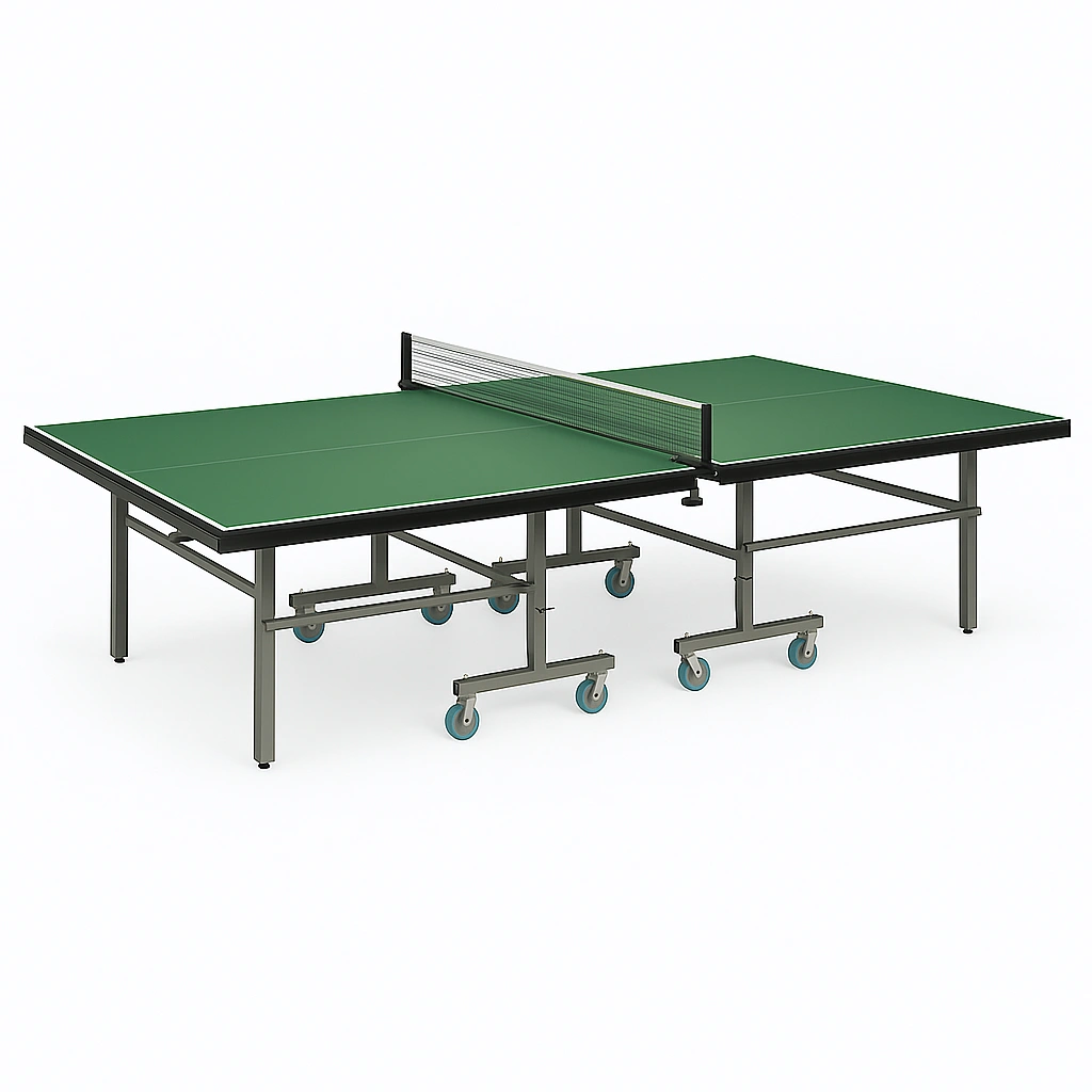 Mesa de ping pong plegable para interior y exterior, color verde/acero 274x152.5x76 cm