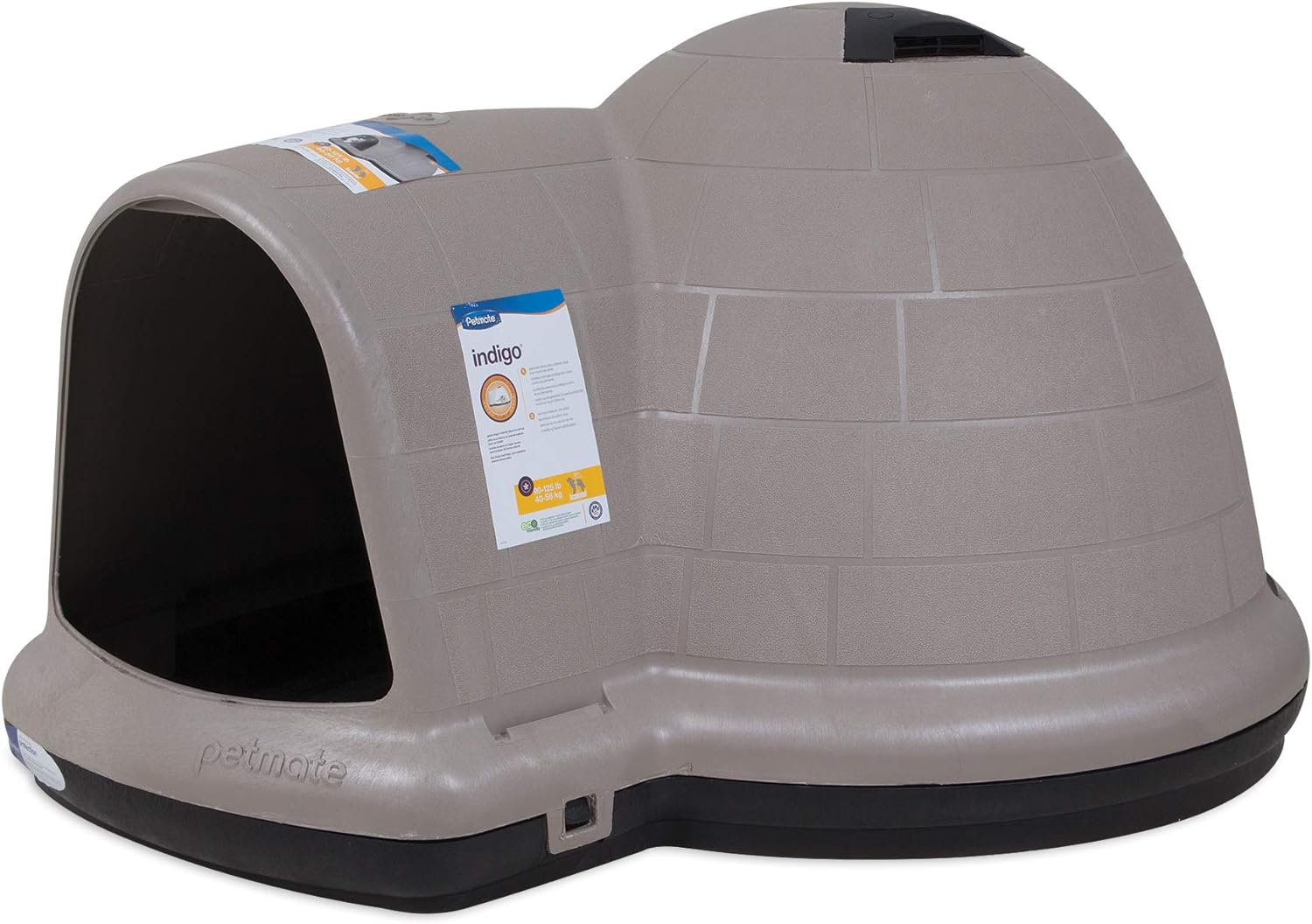 2025 Petmate Indigo Casa para Perros (Casa Tipo Igloo, Hecha en EE. UU. con 90% de Materiales Reciclados, Refugio para Mascotas con Protección para Todo Clima) para Perros Extra Grandes - 90 a 125 libras, Hecha en EE. UU.