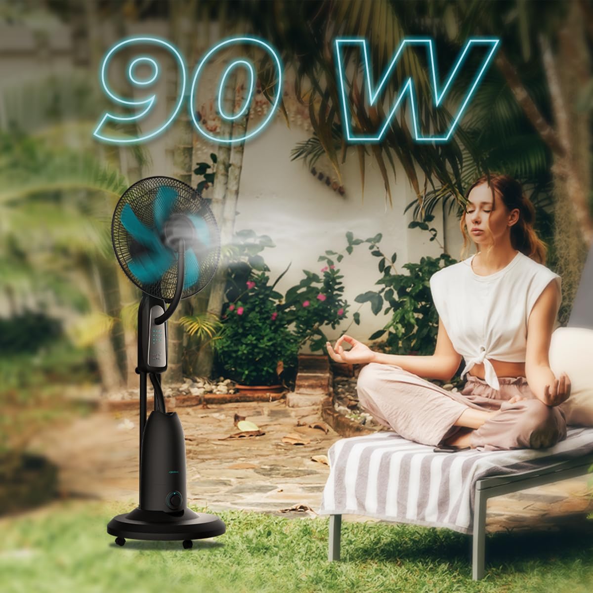 Ventilador con Nebulizador de Agua Fresca Cecotec EnergySilence 490 con Control Remoto, 90W, Diámetro 16
