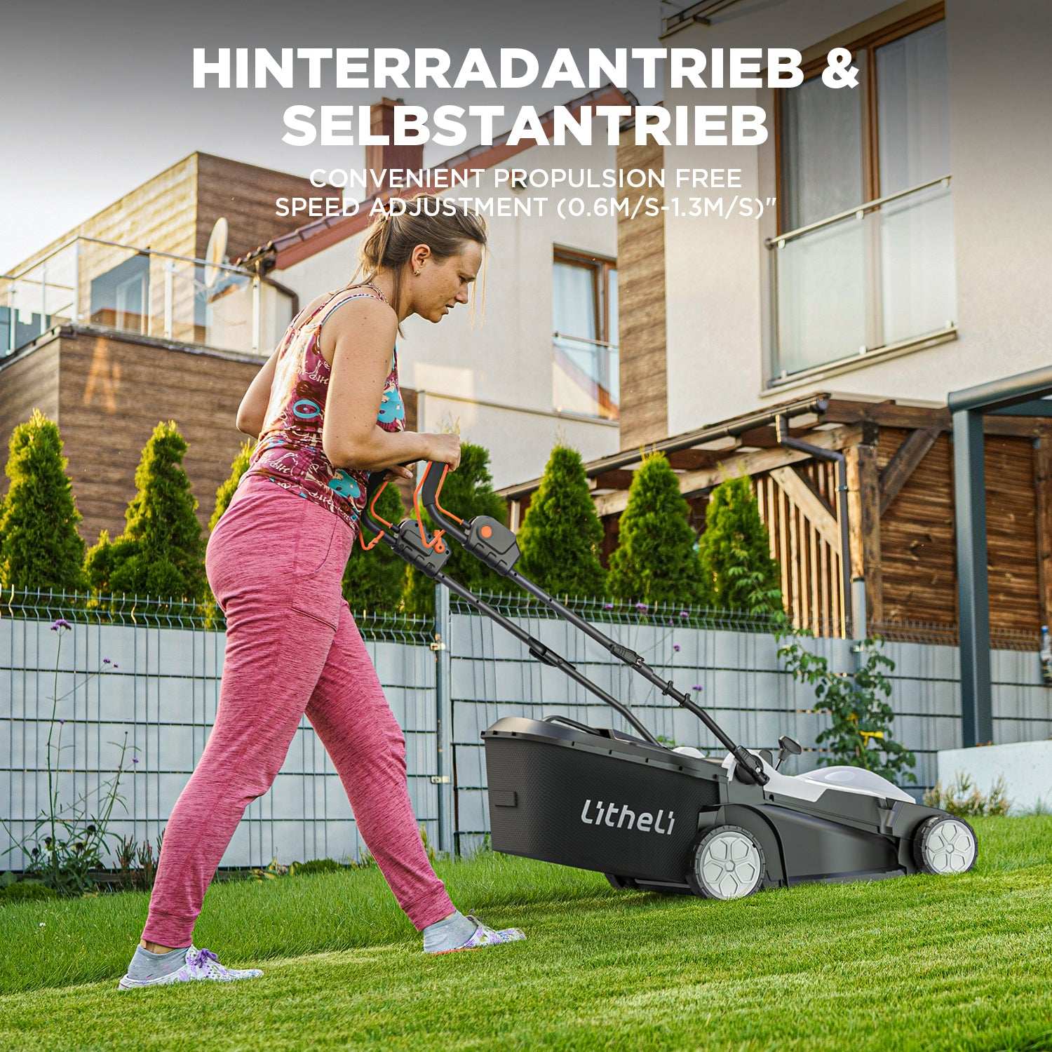 2025 Cortacésped inalámbrico Litheli 43 cm 2 x 20V con opciones de batería de 4,0 Ah