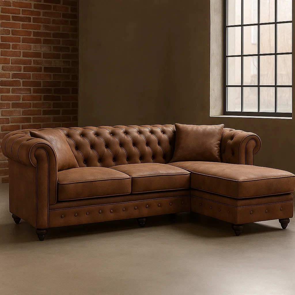 Sofá vintage esquinero 4 plazas tapizado marrón microfibra salón 228×163×72 cm - xpgsWXO6JHg4