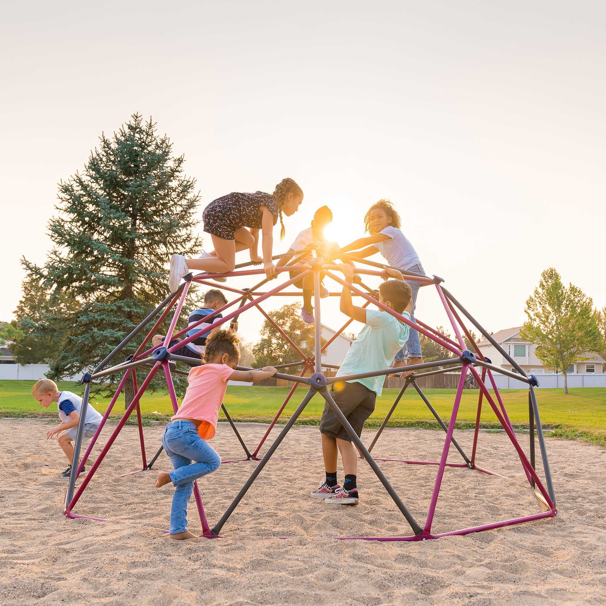 2025 Estructura de Escalada Dome para Niños de Lifetime – 5.5 ft de Alto x 11 ft de Ancho, Berry y Marrón (91088)