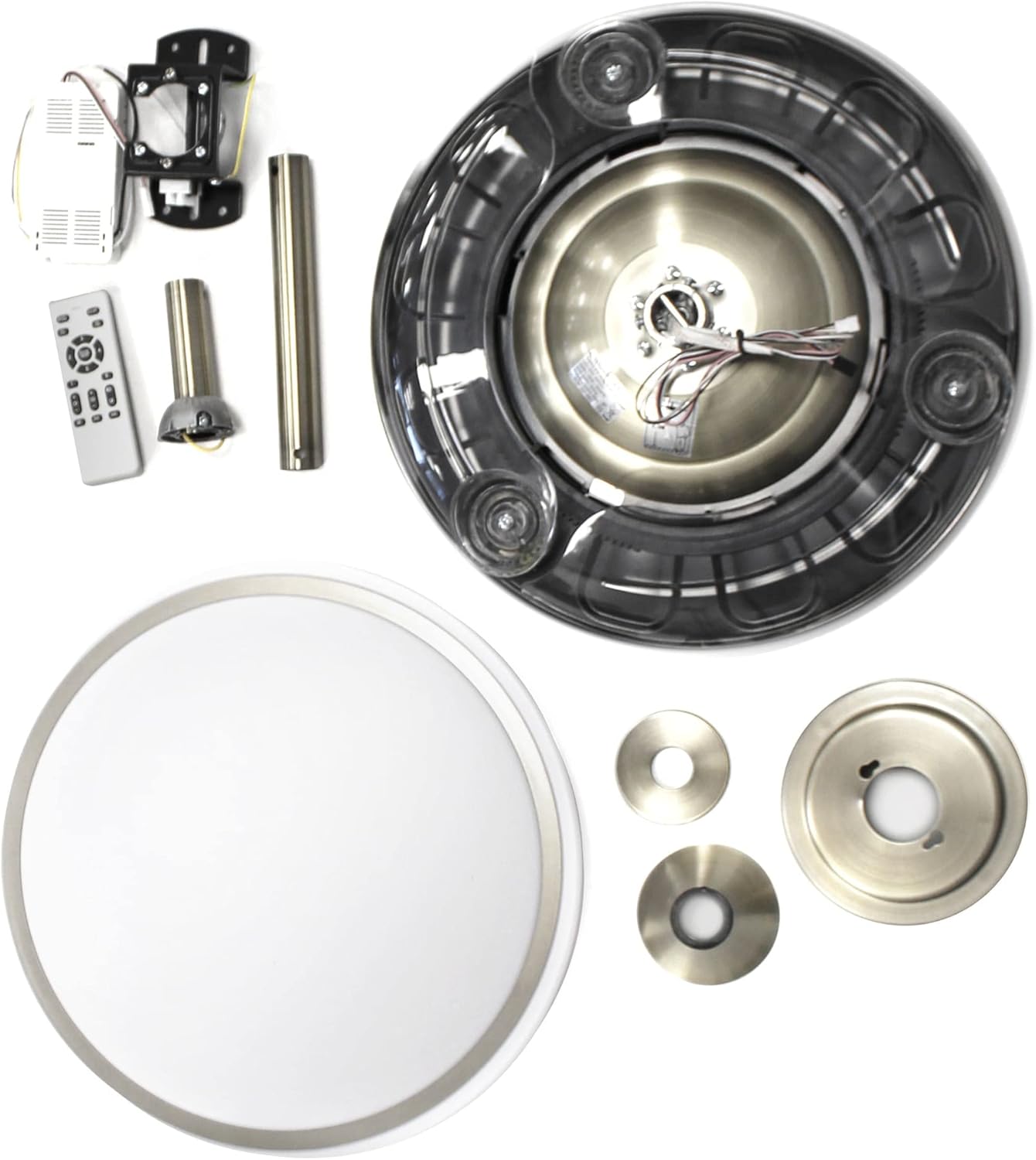 wonderlamp – Ventilador de Techo con Luz LED Pearl Mini, Aspas Retráctiles, Motor DC Muy Silencioso, 3 Temperaturas de Color Regulables, 46W, Blanco