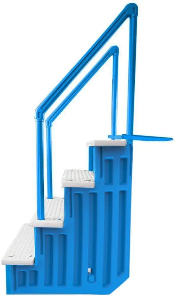 Escalones antideslizantes Aqua Select para piscinas elevadas | Azul | Para piscinas sobre tierra | Se pueden montar en terrazas de 48