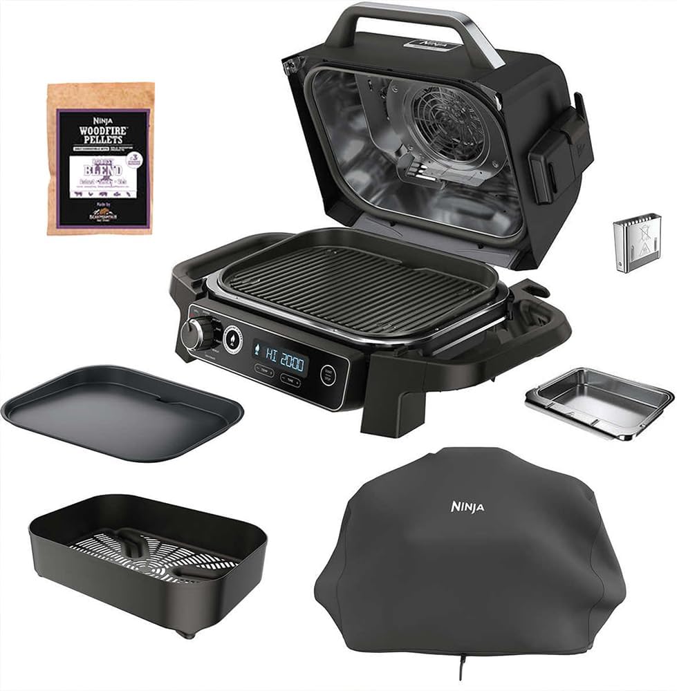 2025 Parrilla y Ahumador Profesional para Exteriores, Termómetro Integrado, Parrilla Principal 7 en 1, Ahumador BBQ, Freidora de Aire, Horno, Deshidratador, Parrilla, Pellet de Leña, Portátil, Eléctrica