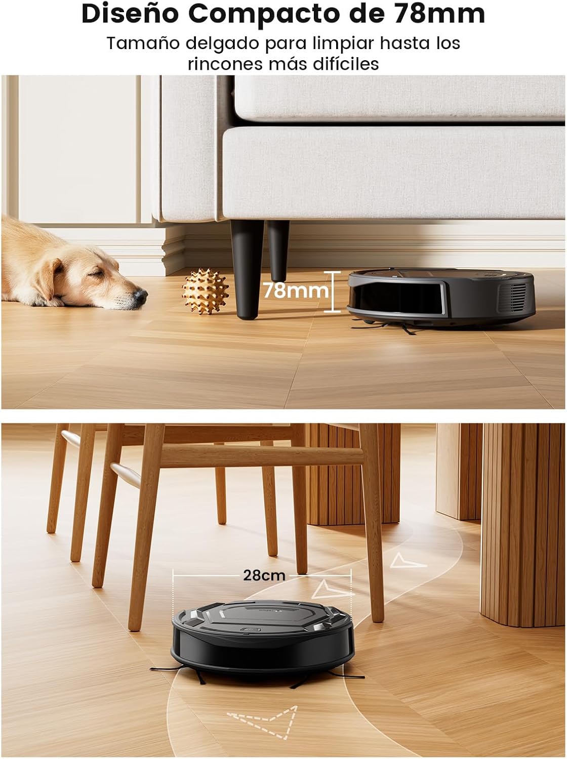 Robot Aspirador LEFANT M210 Pro 2200Pa, 120 Minutos de Autonomía, WiFi/App/Alexa, Sensor Mejorado Anti-Colisión y Anti-Caída, Navegación Inteligente, Delgado y Silencioso, 6 Modos de Limpieza