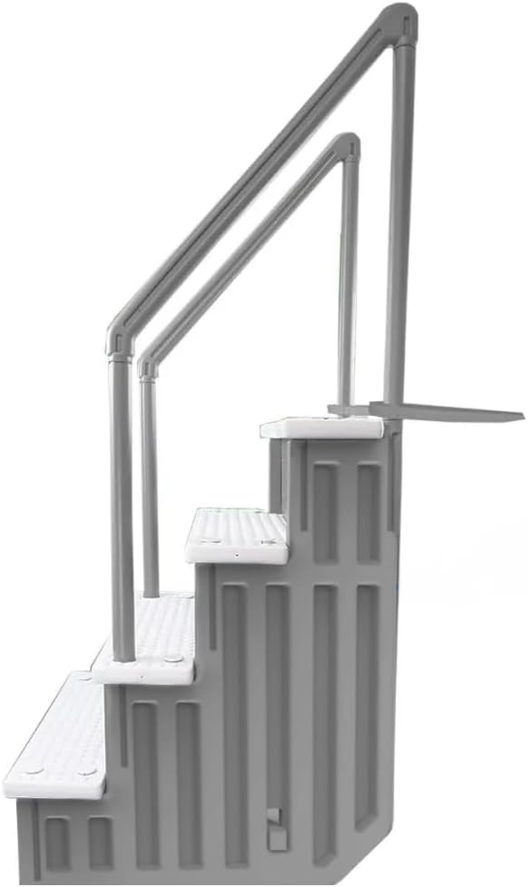 Escalones antideslizantes Aqua Select para piscinas elevadas | Azul | Para piscinas sobre tierra | Se pueden montar en terrazas de 48