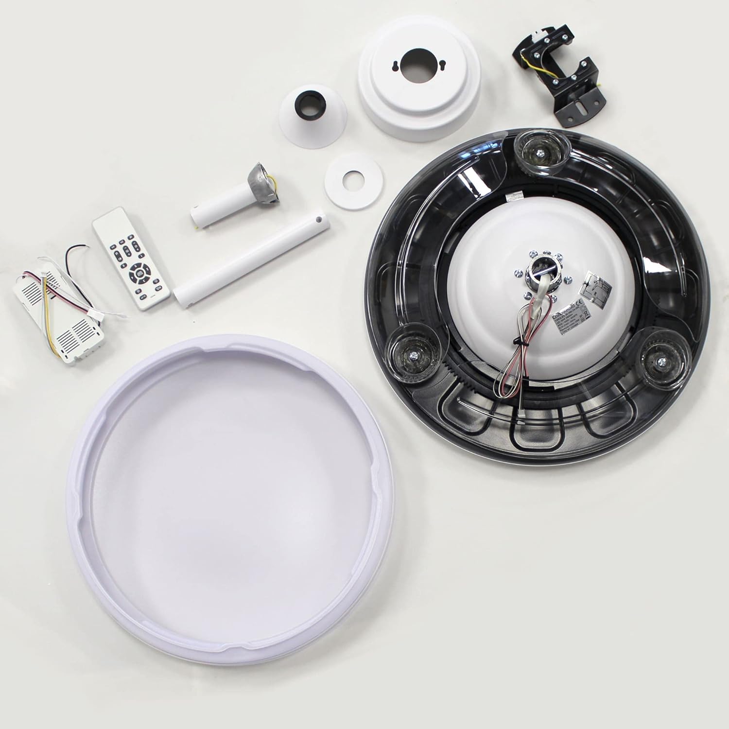 wonderlamp – Ventilador de Techo con Luz LED Pearl Mini, Aspas Retráctiles, Motor DC Muy Silencioso, 3 Temperaturas de Color Regulables, 46W, Blanco