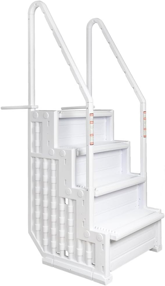 Escalones antideslizantes Aqua Select para piscinas elevadas | Azul | Para piscinas sobre tierra | Se pueden montar en terrazas de 48