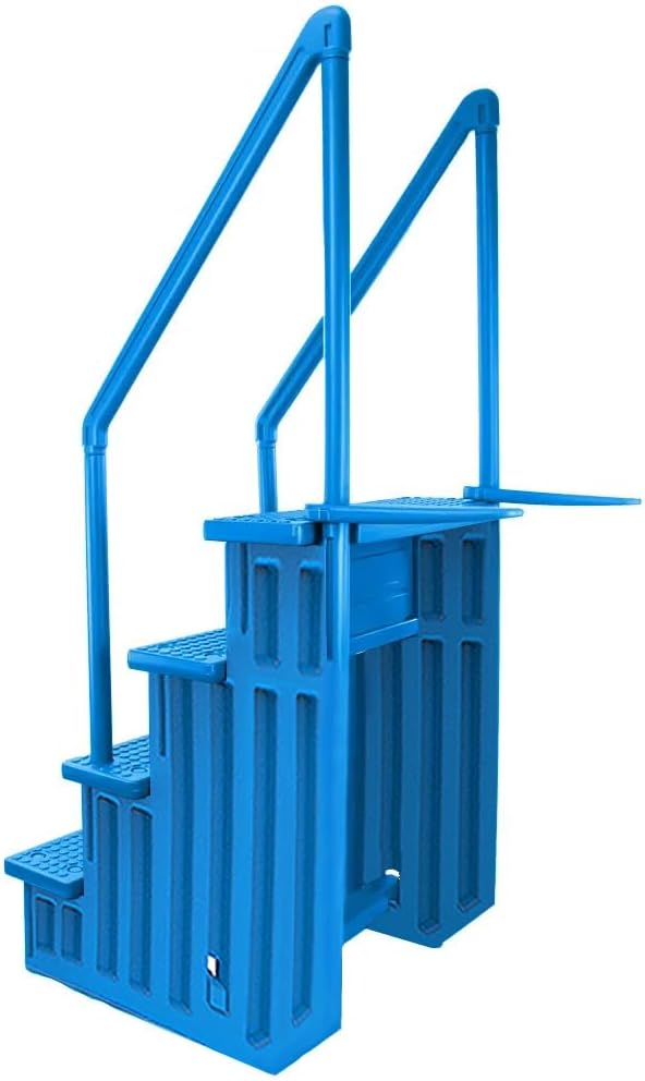 Escalones antideslizantes Aqua Select para piscinas elevadas | Azul | Para piscinas sobre tierra | Se pueden montar en terrazas de 48