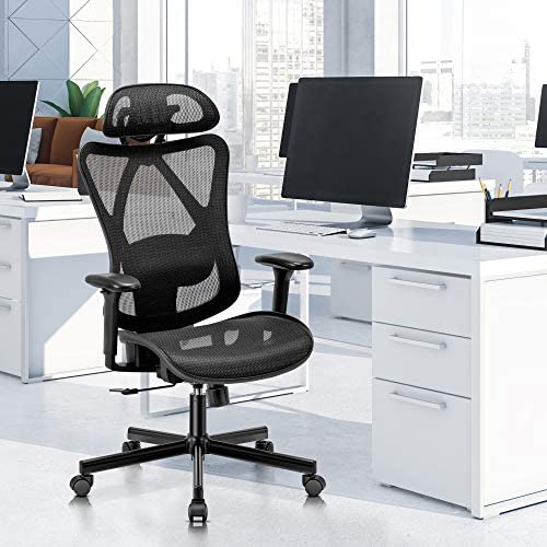 2025 Silla de Oficina Ergonómica SUNNOW, Silla de Escritorio de Malla, Silla Ejecutiva de Respaldo Alto