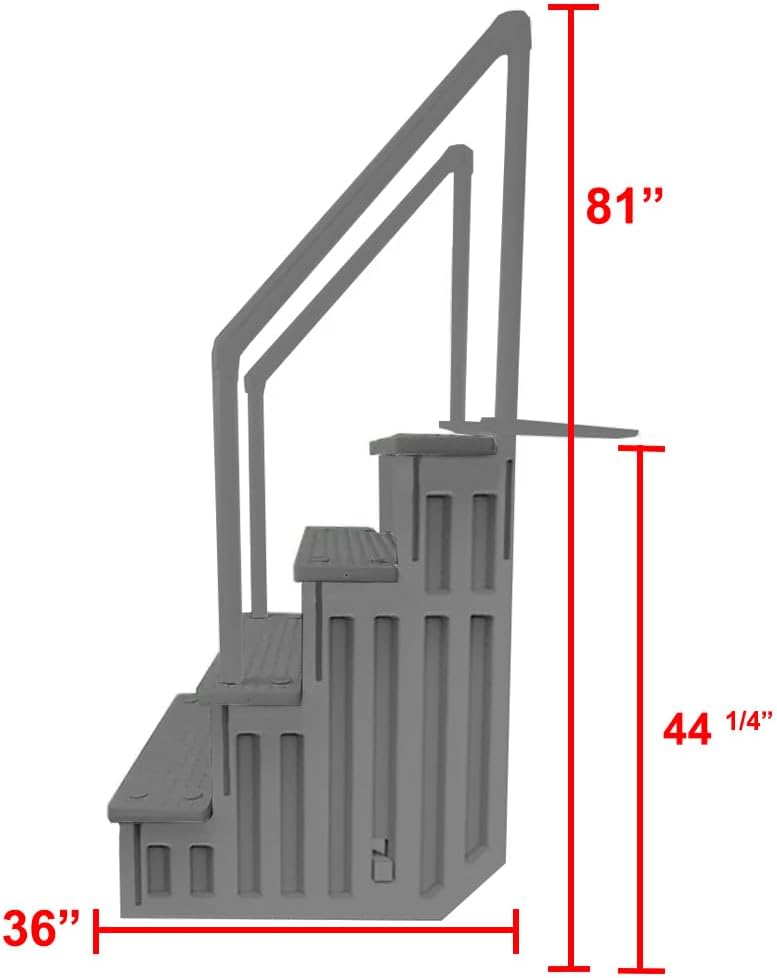 Escalones antideslizantes Aqua Select para piscinas elevadas | Azul | Para piscinas sobre tierra | Se pueden montar en terrazas de 48
